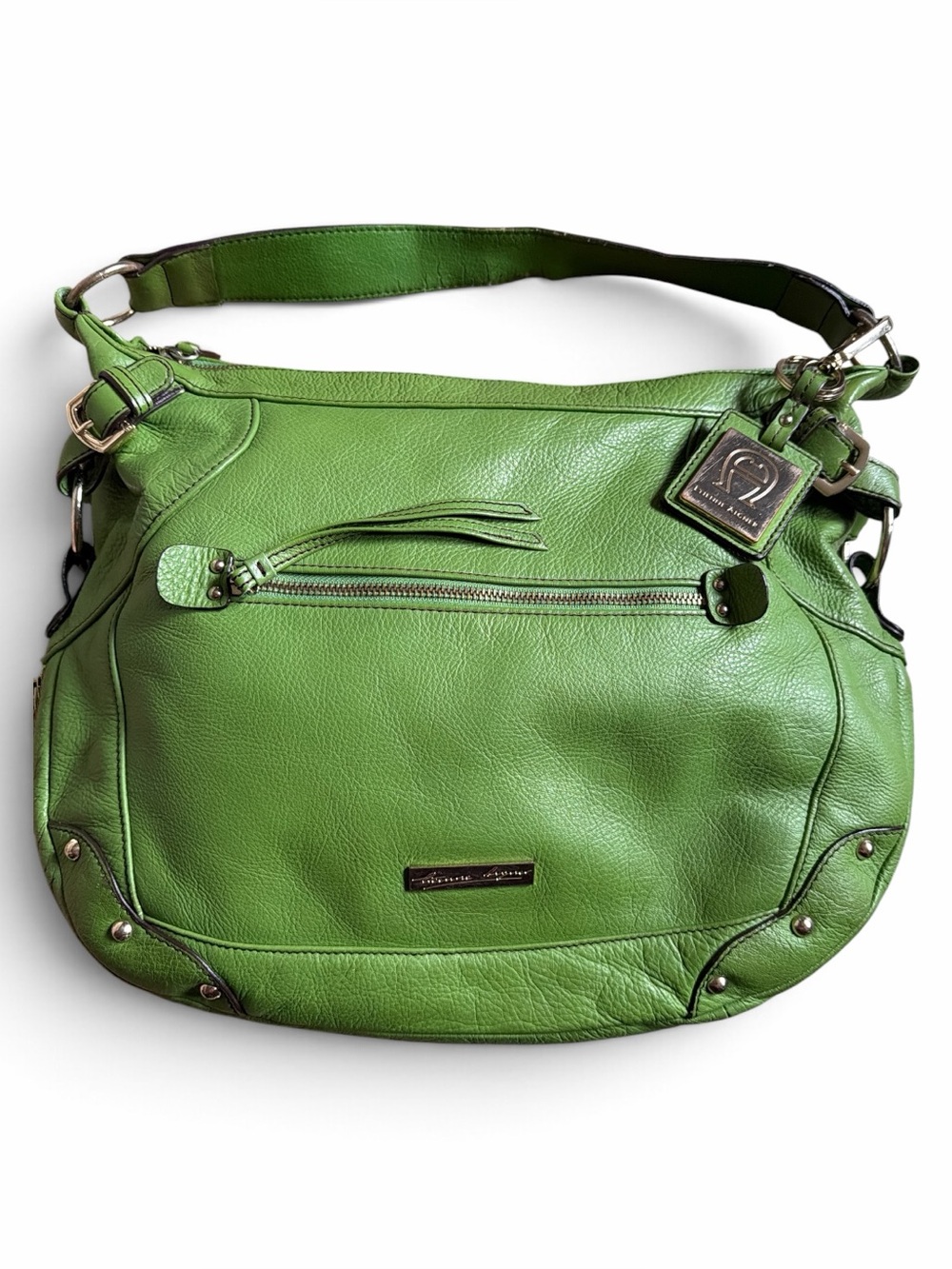 Vintage Y2K Etienne Aigner Green Leather Shoulder Bag Hobo Purse Slouchy Boho